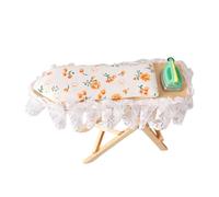 Vdaxvme Asse da stiro e ferro da stiro per case delle bambole, miniature, asse da stiro 1/12, case delle bambole, decorazioni in legno
