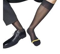 Vdaxvme Calzini da uomo in seta sottile per abito formale vedere attraverso calze a tubo trasparente per abito da lavoro maschile calze lunghe al ginocchio a righe