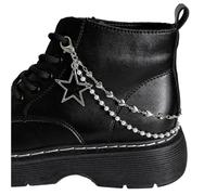 Vdaxvme Catena portachiavi a doppio strato catena per scarpe di tela catene punk stella/cuore perle fibbie per scarpe gioielli accessori alla moda, Amore Argento Perla 2, L