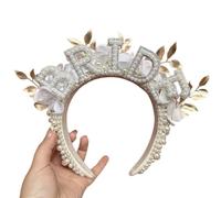 Vdaxvme Cerchietto per capelli con perle artificiali per feste di nozze, elegante cerchietto per capelli da donna, regalo per addio al nubilato