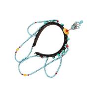 Vdaxvme Cerchietto per capelli in stile etnico con catena turchese per fronte, esotico, da donna, per feste di nozze, per scattare foto