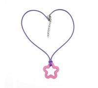 Vdaxvme Collana alla moda con ciondolo a forma di stella in acrilico cavo, semplice, girocollo in corda cerata, collana unica a catena per clavicola, Filo di cera acrilica, Zirconia cubica