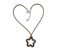 Vdaxvme Collana alla moda con ciondolo a forma di stella in acrilico cavo, semplice, girocollo in corda cerata, collana unica a catena per clavicola, Filo di cera acrilica, Zirconia cubica