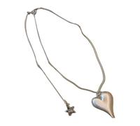 Vdaxvme Collana con ciondolo a forma di cuore grande, color argento, alla moda, per donne, punk, lunga, serpente, maglione, collare, metallo, zirconia cubica