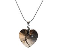 Vdaxvme Collana con ciondolo a forma di cuore in vetro, catenina semplice in acciaio inox, elegante catenina per il collo, Acciaio inossidabile, Zirconia cubica