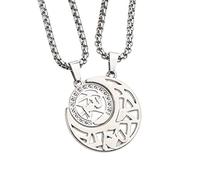 Vdaxvme Collana da donna, 2 pezzi, gioielli per innamorati, 3 colori, per lettere d'amore e cuori, cuciture per sole, luna, coppia, ciondolo Neckla, Acciaio al titanio, Zirconia cubica