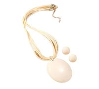 Vdaxvme Collana da donna alla moda, orecchini rotondi con catena a clavicola temperamento semplice freddo regolabile corda cerata collana, Love money, Acrilico, Zirconia cubica