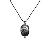 Vdaxvme Collana da donna gotica esagerata in metallo nero con ciondolo a forma di pipistrello cimitero collana da donna punk in pelle gioielli in metallo, zirconia cubica