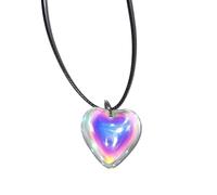 Vdaxvme Collana da donna gotica nera corda grande amore ciondolo cuore collana girocollo per le donne elegante catena regolabile semplice gioielli, Liuli, Zirconia cubica