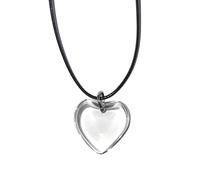 Vdaxvme Collana da donna gotica nera corda grande amore ciondolo cuore collana girocollo per le donne elegante catena regolabile semplice gioielli, Liuli, Zirconia cubica