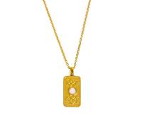 Vdaxvme Collana da donna in oro con ciondolo quadrato delicato a catena per il collo, gioiello ornamentale unico per le donne, Acciaio inossidabile, Zirconia cubica