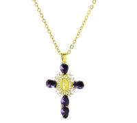 Vdaxvme Collana da donna religiosa a forma di crocifisso, collana girocollo regolabile unisex per credenti fedeli, Rame, Zirconia cubica