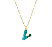 Vdaxvme Collana in lega con lettera colorata personalizzata, catena regolabile da indossare tutti i giorni con ciondolo a forma di lettera per le donne, 553CM, Metallo