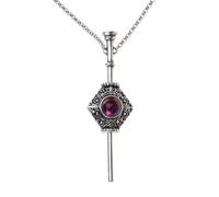 Vdaxvme Collana punk da strega vintage con ciondolo a forma di pacchetto di sangue, con bacchetta rimovibile, per cosplay, coppie, amanti, regalo per coppia