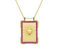 Vdaxvme Collana regolabile con ciondolo a forma di carta dei tarocchi occulti, accessorio per una dichiarazione di moda personalizzata, rame, zirconia cubica