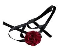Vdaxvme Collarino a fiori da donna in tessuto girocollo con fiori artificiali girocolli in tessuto accessori per le donne, Panno, Zirconia cubica