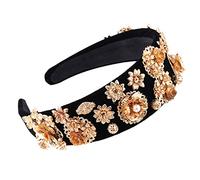 Vdaxvme Donne per H Hoop Pearl Bead Lusso Heavy Duty Fascia Oro Lega Fiore per H Hoop