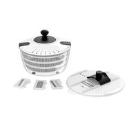 Vdaxvme Doppio cestino disidratatore per insalata manuale per girare l'essiccatore 4L contenitore trasparente efficiente Espunger per acqua vegetale non tossico ABS centrifuga per insalate