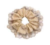 Vdaxvme Elastico per capelli a righe in pizzo elegante per donna elastico per capelli alla moda stile francese porta coda di cavallo