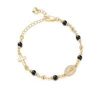 Vdaxvme Elegante cuore dorato e ossidiane croci con catena regolabile per una dichiarazione di moda unica cuore d'oro, Misura unica, come descritto