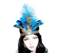 Vdaxvme Fascia per capelli indiana con piume, accessorio per costume da festa, carnevale, feste, decorazioni per capelli