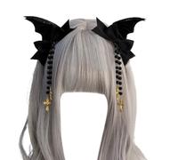 Vdaxvme Fermaglio per capelli scuri gotici per ragazze nero acconciature da diavolo ala da diavolo fermaglio per capelli con fiocco gotico ala di pipistrello Mollette versatili