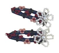 Vdaxvme Fiore Ricamato Elegante Stile Perline Clip Laterale Fiore Clip di Capelli Ragazza Carino Fiore Stile Cottagecore