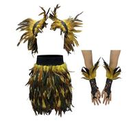 Vdaxvme Leggero piumato spalla Wrap Outfit con gonna e guanti accessori carnevale costume per palcoscenico Halloween Down Accessori