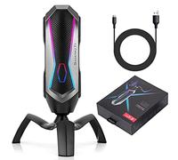 Vdaxvme Microfono da gioco USB multiuso a condensatore per computer per Yanmai-T1 7 modalità di illuminazione possono essere selezionate