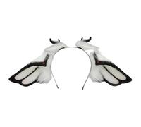 Vdaxvme Morbido telaio flessibile diavolo nastro per capelli di corno realistico pelliccia sintetica orecchio gioco di ruolo accessorio costume per Halloween evento telaio flessibile