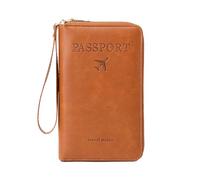 Vdaxvme Porta passaporti Custodia a portafoglio da viaggio Custodia per passaporti Cover Accessori da viaggio per carte d'imbarco Custodie Portafoglio Custodia in pelle PU, Marrone, Taglia unica