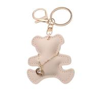 Vdaxvme Portachiavi in pelle PU con orso placcato oro, leggero, accessorio per auto, alla moda, per uomo e donna, alla moda, per auto e borse, beige., Taglia unica