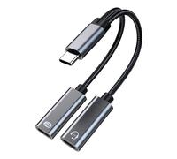 Vdaxvme Sdoppiatore USB C 1 in 2 uscite, adattatore audio doppio per cuffie, adattatore Fast Power per smartphone, tablet