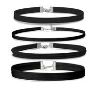 Vdaxvme Set di 4 collane alla moda nere alla moda delicata catena alla clavicola gioielli da collo accessori per donne, flanella, zirconia cubica