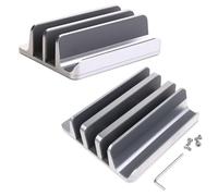 Vdaxvme Slot in alluminio Supporto verticale per laptop regolabile a 2 slot Supporto da scrivania Dock Base Larghezza regolabile per telefoni portatili in lega di alluminio Desktop Laptop Rack