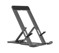 Vdaxvme Supporto per telefono pieghevole in alluminio regolabile per dispositivi da 4-12 pollici Base antiscivolo e supporto da tavolo portatile per tablet con cuscinetto in silicone