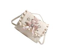 Vdaxvme Tripla possibilità di trasporto anime Stili PU Borsa a tracolla per ragazze Zaino con dettagli a fiocco e spaziosa borsa a tracolla interna anime fiocco cuore borsa, beige.