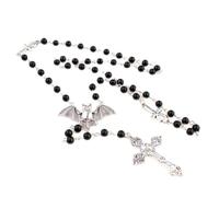 [Vdaxvme] Vampiro Ankh croce nera perline pipistrello collana gotica lunga collana girocollo gotico gioielli regalo per donne uomini