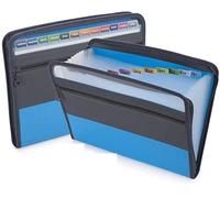 VDCVADKYE Cartella espandibile, Cartella portadocumenti a fisarmonica con 13 tasche, chiusura a cerniera ed etichette adesive for formato A4, multicolore(Blue)