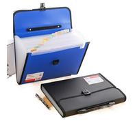 VDCVADKYE Cartella espandibile, Cartella portadocumenti espandibile 13 tasche formato A4 330x240x30 mm blu nero(Blue)
