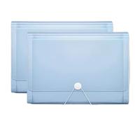 VDCVADKYE Cartella espandibile, Confezione da 2 cartelle portadocumenti espandibili A4 a fisarmonica con 13 tasche, chiusura a fibbia multicolore(Blue)
