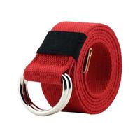 VDCVADKYE Cintura elastica intrecciata, Cintura elastica regolabile in tela con fibbia a doppio anello a D, multicolore, 110-140 cm(Red,140)