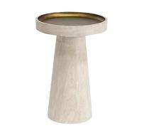 VDCVADKYE Tavolino da caffè rotondo， Round Solid Wood Side Table End Table 15x22 Inch for Living Room Bedroom Office Beige or Black(Beige)