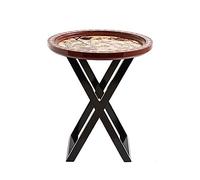 VDCVADKYE Tavolino da caffè rotondo， Tavolino laterale multicolore 22,8x25,6 pollici rotondo in legno(Red)