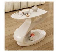 VDCVADKYE Tavolino da caffè rotondo， Tavolino ovale in plastica rinforzata con fibra di vetro 80x40x60cm bianco e nero(White)