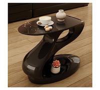 VDCVADKYE Tavolino da caffè rotondo， Tavolino ovale in plastica rinforzata con fibra di vetro 80x40x60cm bianco e nero(Black)
