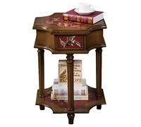VDCVADKYE Tavolino da caffè rotondo， Tavolino quadrato con cassetto e ripiano portaoggetti aperto in legno di betulla multicolore(Red)