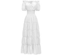 VDDTAGAM Abito rinascimentale gotico per Halloween, abito gotico, costume da fata, costume da fata, da donna, costume di Halloween da donna, costume bianco per corridoio (bianco, L)