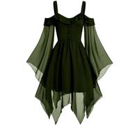 VDDTAGAM Costume Da Regina Da Fata, Da Principessa, Da Strega Da Vampiro per Halloween 2024 - Taglie Forti (Verde, 5XL)