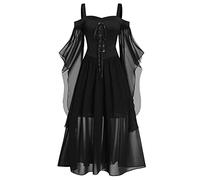 VDDTAGAM Costume di Halloween da donna, costume da fata verde, costume da strega da donna, abito gotico, abito da fata verde, vestito rosso, costume per Halloween verde medievale, costumi per cosplay